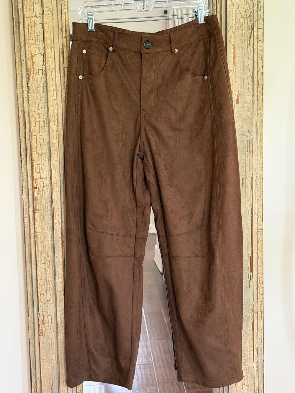 NWOT Brown Women’s Suede-Look Barrel Leg Pants